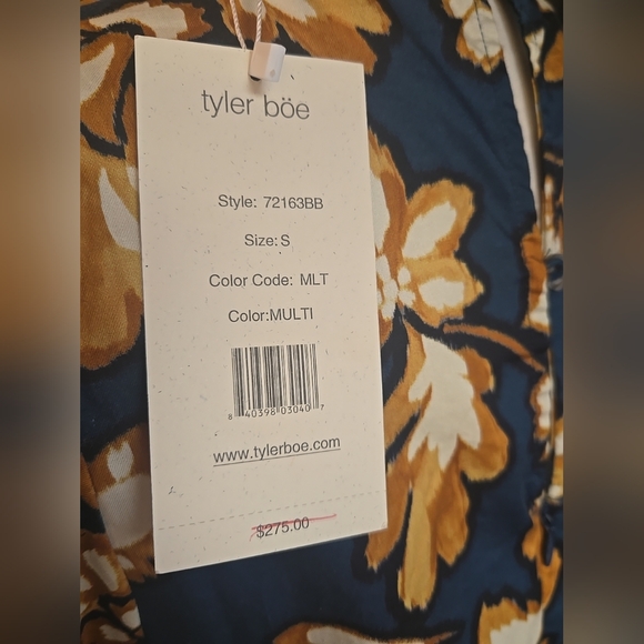 Tyler Boe Women's Small Sammy Grand Floral Dress Navy 100% Cotton With Pockets - Picture 10 of 10